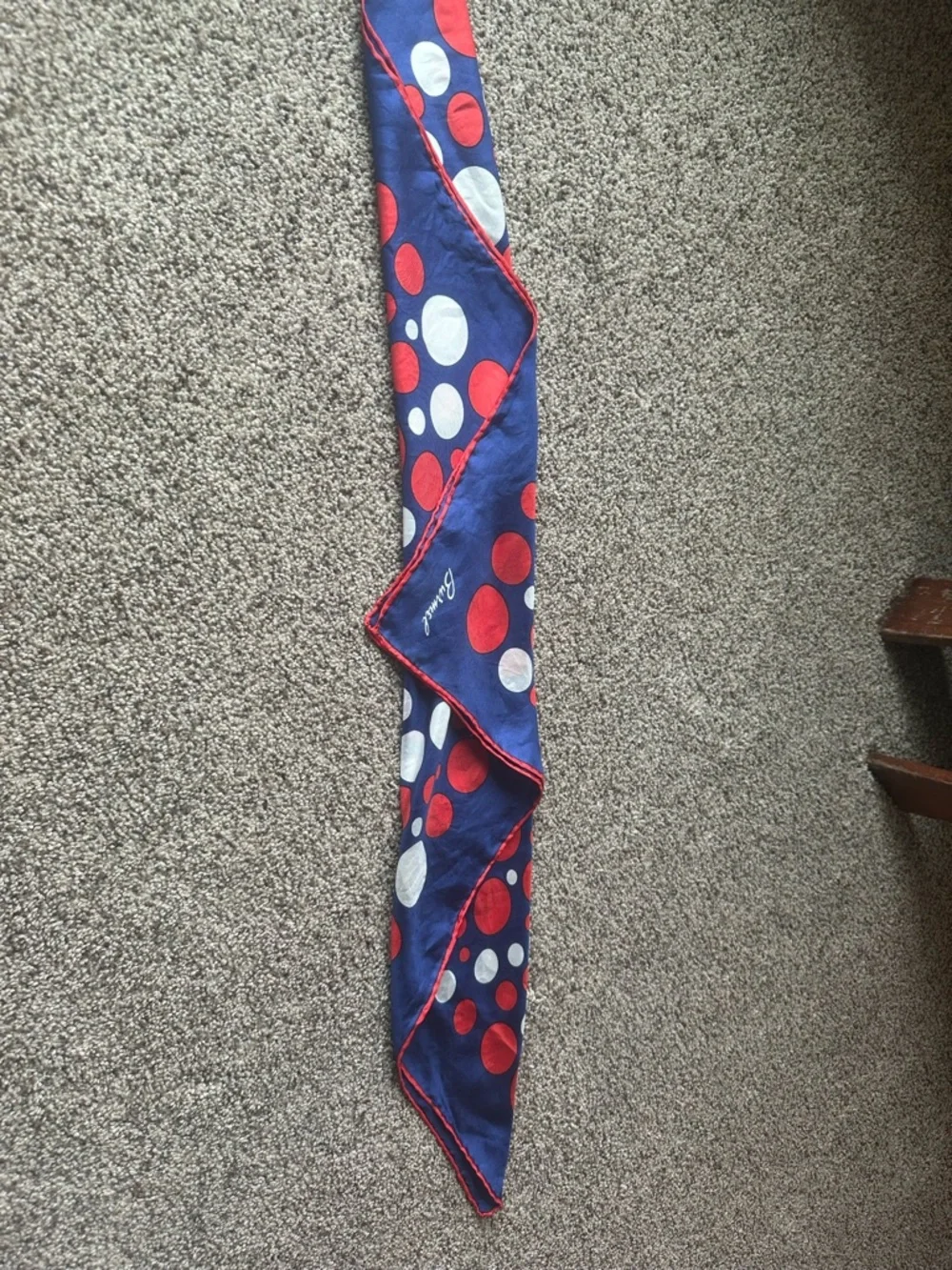 Polka Dot Vintage Burmel Scarf with Red & White Circles